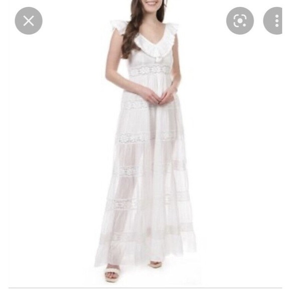 New Vintage Ibiza Adlib St. Lucia Dress maxi gown white cotton xs boho Rts$298 - Picture 5 of 5
